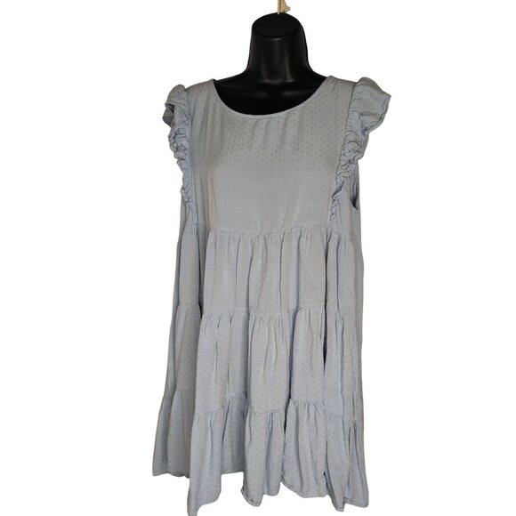 Kori America Light Blue Ruffled Sleeveless Tiered Dress M - Picture 3 of 9